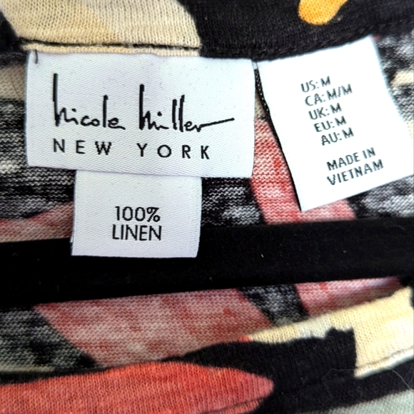 Nicole Miller Colorful Linen Crop Length Top Size M - Picture 3 of 3